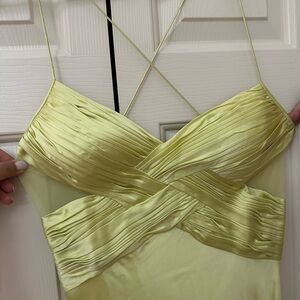 Elegant Niteline Yellow Silk Evening Gown Dress with cutouts Sz 10